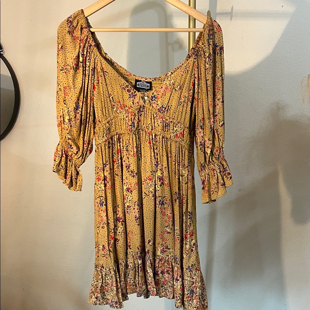 Angie Yellow Floral Mini Dress